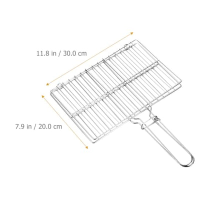 Cabilock Thickened Stainless Steel Fish Grill Basket 15.75X11.81 Inch BBQ Grilling Rack with Handle for Outdoor Cooking Camping Vegetable and Meat Grilling