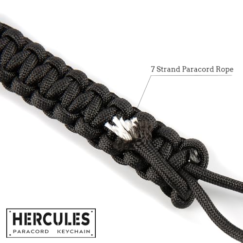HERCULES Paracord Keychain Set – 2 Pack Lanyard Rope with Aluminum Clip, Durable Paracord Wrist Strap for Outdoor Activities, Black - style: Black