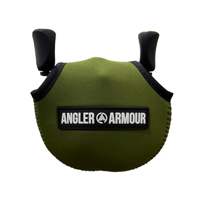 Angler Armour Baitcast Reel Cover | Baitcaster Sleeve | Fishing Reel Pouch | Low Profile Baitcasting Reel Protector | Neoprene Reel Case | 50 100 200 Series Baitcast Covers - color: Olive Green