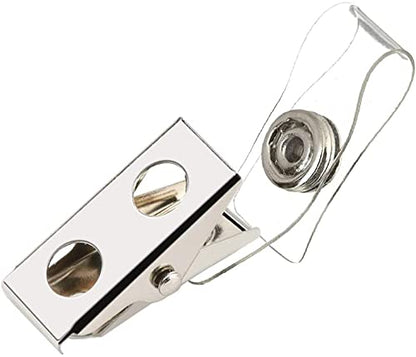 6 Pack Heavy Duty ID Card Badge Holder and Metal Badge Clips,Horizontal Clear PVC Card Holder with Waterproof Resealable