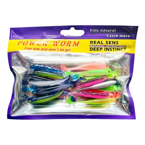20PCS-Soft Plastic baits bass Lures Fishing, Soft Plastic Walleye Fishing Lures, Paddle Tail Swimbaits for Bass Fishing, Fishing Bait for Freshwater Saltwater Gifts (2.4IN/1.3g) - color: Colorful-20pcs