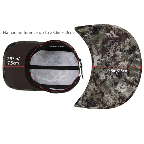 BASSDASH UPF 50+ Foldable Fishing Hat Baseball Cap with Removable Neck Flap Portable for Men Women Golf Hiking - color: Grunge Camo With Foldable Brim