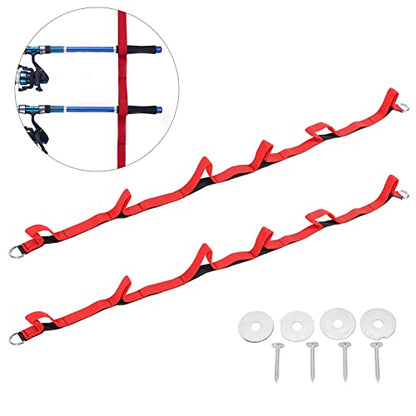 Fishing Rod Strap, Wall Ceiling Fishing Rod Rack Strap Webbing Fishing Pole Overhead Wall Mount Holder Organizer for Fishing Rod Storage