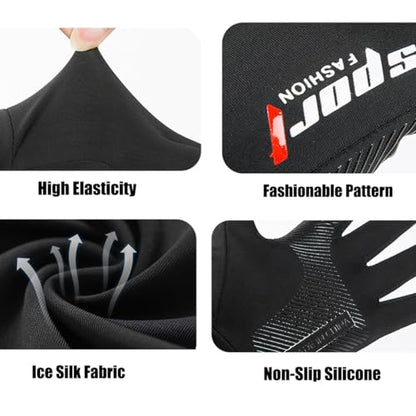 Sun-UV-Protection-Gloves for Men Women Fingerless Driving Gloves Non-Slip Half Finger Hiking Workout Gloves for Outdoor