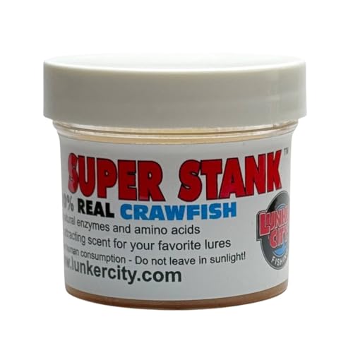 Lunker City Fishing Super Stank Fish Attractant Scent Squid Shiner Crawfish 100% Real Organic Bait Waterproof Gel in Jar for Bass Lures and Jigs - style: Crawfish
