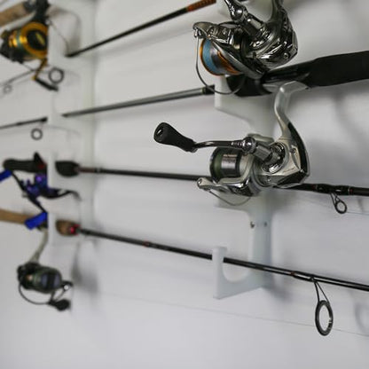 TRAPSKI Made in The USA Fishing Rod/Pole Holder Rack Organizers | Wall or Boat Mounting Fishing Rod Rack | Marine Grade HDPE Plastic | Pole Holder for up to 6 Rods | Stackable - 2 Pack - color: H3 White