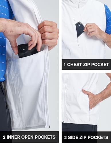 fit space Men's Lightweight Vest Softshell Sleeveless Windproof Jacket with Zipper Pcoket Cycling Travel Hiking Running Golf - color: White, size: 3X-Large