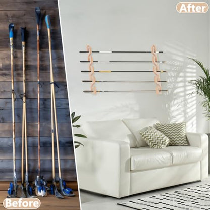 UNICRAFTALE 2Pcs Horizontal Fishing Rod Holders for Garage Bamboo Wall Mount Fishing Pole Holders Antique White Wall Ceiling Rack 5 Fishing Pole Storage for Fisherman Basement 15.7"x2.36"x0.59"