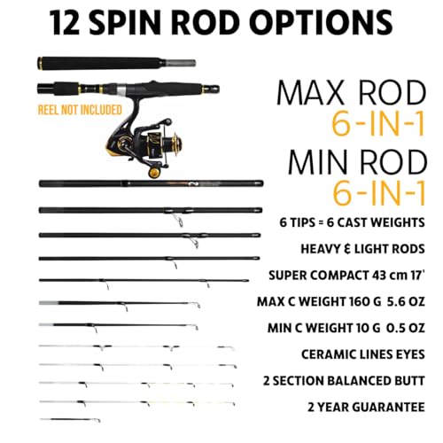 Rigged & Ready X Series™ Travel Fishing Rods. 6 Super Compact Combos and Rods, Multi-Functional, Spinning Poles. 5 to 25 Techniques from one Rod. Spin, Bass, Carp, Fly. Fresh & Saltwater Angling.
