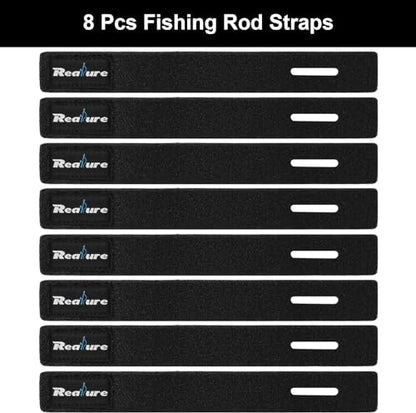 Realure 8 Pcs Fishing Rod Straps Adjustable Neoprene Ties Elastic Fishing Rod Tackle Belt Ties Casting Rod Straps for Fixed Casting Rods & Spinning Rods & Fly Rods Wrap Protectors - color: Black