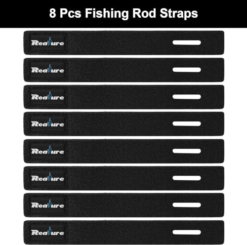 Realure 8 Pcs Fishing Rod Straps Adjustable Neoprene Ties Elastic Fishing Rod Tackle Belt Ties Casting Rod Straps for Fixed Casting Rods & Spinning Rods & Fly Rods Wrap Protectors - color: Black