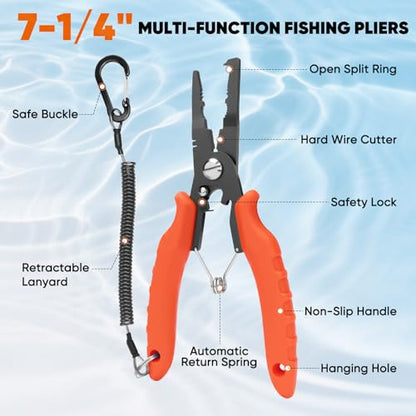 SHALL Fishing Tool Kit, Corrosion Resistant Fishing Gear and Equipment - Fishing Pliers, Fillet Knife, Fishing Scissors, Fish Lip Gripper, Fishing Ruler, Lanyard - Premium Fishing Tools for Men Women - style: 6-Piece Fishing Tool Kit