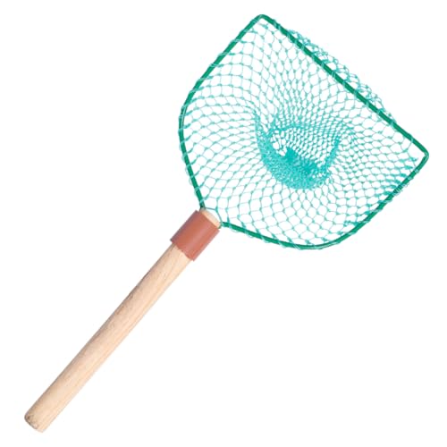 SHERCHPRY Wood Handle Fishing Net 30Cm Square Frame Large Mesh Freshwater Fish Net for Outdoor Fish Catching and Landing Supplies