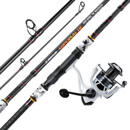 Sougayilang Surf Fishing Rod and Reel Combo, 4 Piece MH/H Saltwater Fishing Combo with 5000 Size Spinning Reel(12'/15') - color: gray, size: 12ft-Spinning-4Pc-Heavy