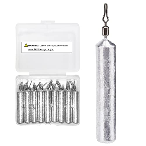 Atibin Drop Shot Fishing Weight Sinker Freshwater Casting Fishing Weights Lead Saltwater Shot Drop Rig Weights Cylinder Skinny - size: Size6 (3/4oz.) 25 pcs
