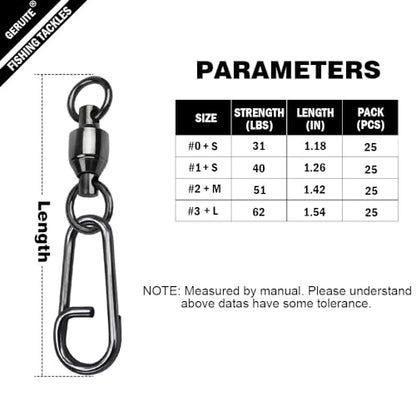 Stainless Steel High Strength Fishing Swivels for Saltwater and Freshwater - size: Size 3+L (62lb) 25 PCS