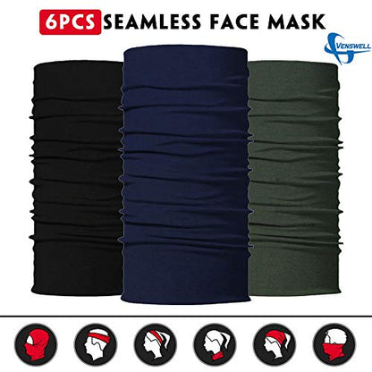 Venswell Neck Gaiter Face Mask Men Women,Seamless Bandana Rave Face Cover Scarf Mask,Balaclava,Headband, Head Wrap,Headwear - color: A-4-multi Solid