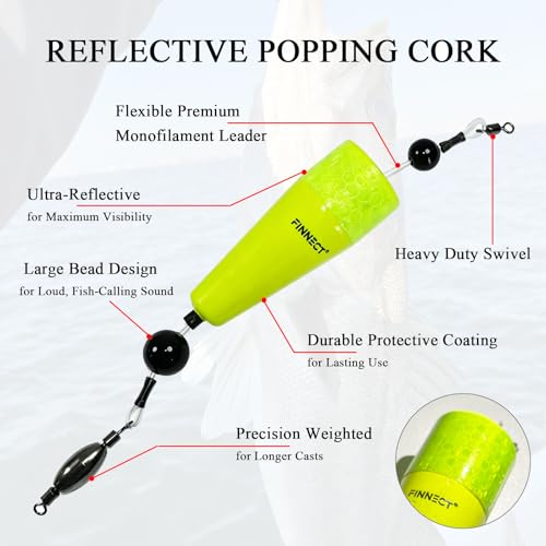 Popping Cork Fishing Floats, 3in/4in Weighted Fishing Bobbers, 3/6-Pack for Saltwater & Freshwater - size: 4in-6 Pack