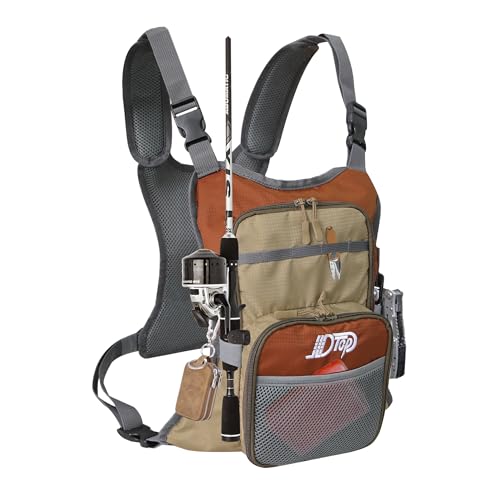 Fly Fishing Chest Pack, Lightweight Fishing Backpack, Fishing Tackle Storage Fits Up to Hold Fly Boxes, Fishing Accessories for Men(Orange + Gray)