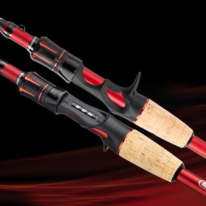 EOW XPEDITE LITE Portable Telescopic Fishing Rods & Combo, Spinning & Casting Fishing Poles, 24T Carbon Rod Blanks, Solid Carbon Tip, Split Cork Grips, Travel Rod, Combos with 5+1BB Spinning Reel - size: 6'-M-Fast, style: Rod- Casting