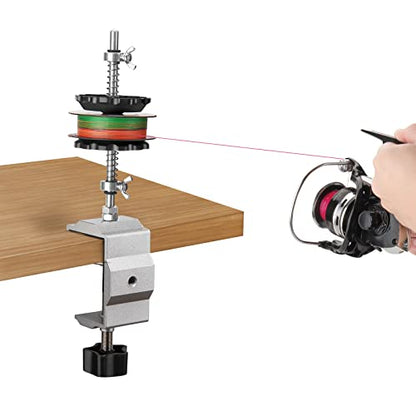 Fishing Portable Table Mount Line Spooler for Fising Spinning and Baitcasting Reels Adding Line，Fishing Line Spool Holder with Calmp and Tensioner -Winder & Spooling Accessories-C