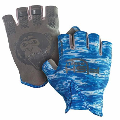 Fish Monkey Stubby Guide Glove - color: Blue Water Camo, size: Small