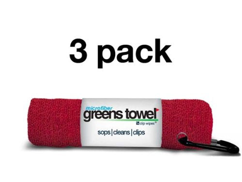 Red 3 Pack Golf Towel Set for Golf Bags with Clip, Plush Microfiber Nap Fabric, 16x16, The Original (Cardinal Red) - color: Cardinal Red