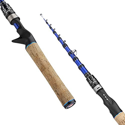 EOW XPEDITE PRO Portable Telescopic Casting and Spinning Fishing Rods, 24T Carbon Blanks & Solid Carbon Tip, Cork Handle, Travel Rod, Short Collapsible Rods - style: Casting 6'6" /Power M /Action Fast