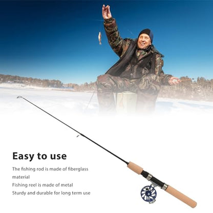 Ice Fishing Rod and Reel Combo Prevent Slip Short Section 65cm Ice Fishing Rod for Winter Fishing