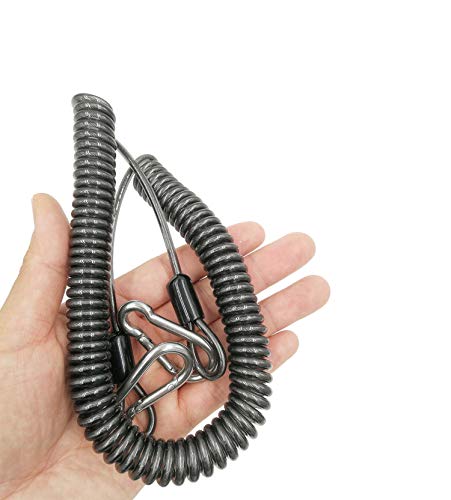 Drchoer Fishing Rod Lanyard for Trolling: 10ft-150LB Saltwater Rod Reel Safety Tether - Retractable Fishing Tool Coil Lanyard for Deep Sea Pole Kayak Paddles Leash