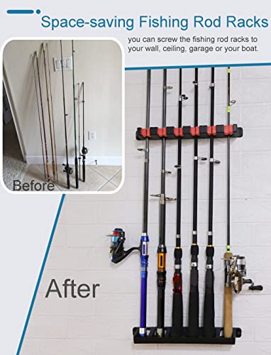 Horizontal Fishing Rod Rack Holders Wall-mounted Fish Pole Holder for Garage & Boat 6-Rod Storage Racks -1 Pair Rod Holder Rod Holder (2 Pair Vertical Red) - color: 2 Pair Vertical Red
