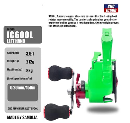 Ice Fishing Reel High-Speed Ratio Inline Freespool Reel Wear-Resistant 5+1 BB Ice Fishing Gear for Sea Lake Pond Metal Spool