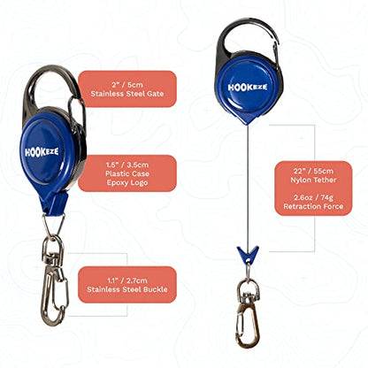 HOOK-EZE Fly Fishing Zinger Retractor (3 Pack), Fishing Knot Tying Cards to 8 Essential Fishing Knots, Come with A Fly Fishing Zinger Retractor