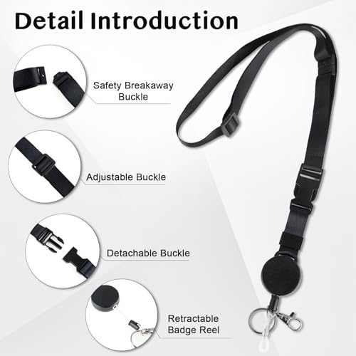 DELSWIN Badge Holder with Retractable Lanyard, PU Leather ID Badge Card Holder with 1 ID Window, 4 Card Slots, 1 Side Zipper Pocket, and Adjustable Neck Strap - color: Leather - Badge Holder With Lanyard