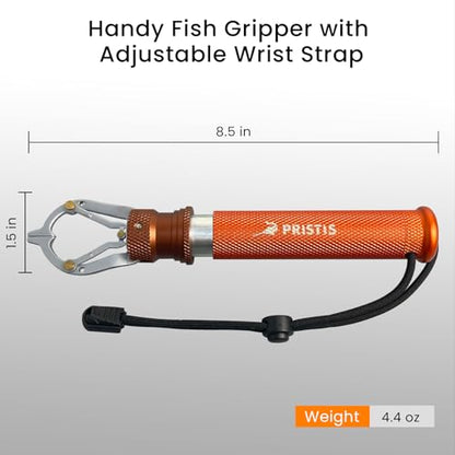 Pristis Metal Fishing Grabber, Locking Fish Lip Gripper with Lightweight Aviation Aluminum Handle, Heavy Duty Stainless Steel Grab Grip Tool Tackle, Rotating Hook Remover Holder Freshwater Saltwater