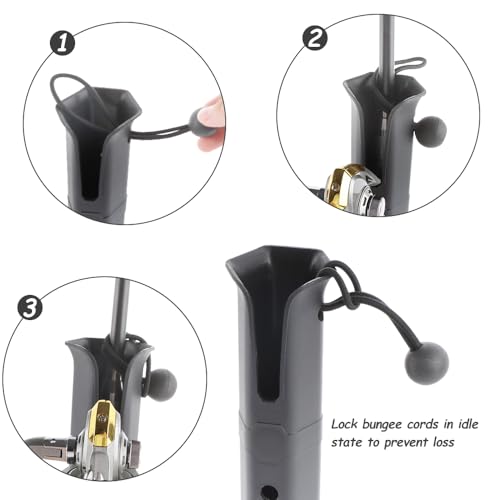 Adjustable Fishing Rod Holder, Pole inserter for Boat Yacht Kayak Fishing, Spinning Plastic, Black