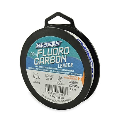 HI-SEAS 100% FLUOROCARBON Fishing LINE Leader - Clear Invisible Leader UNDETECTABLE to Fish, Fast Sinking 6LB-400LB - style: 0.012 in / 0.30 Mm, 8 Lb, 25 Yd