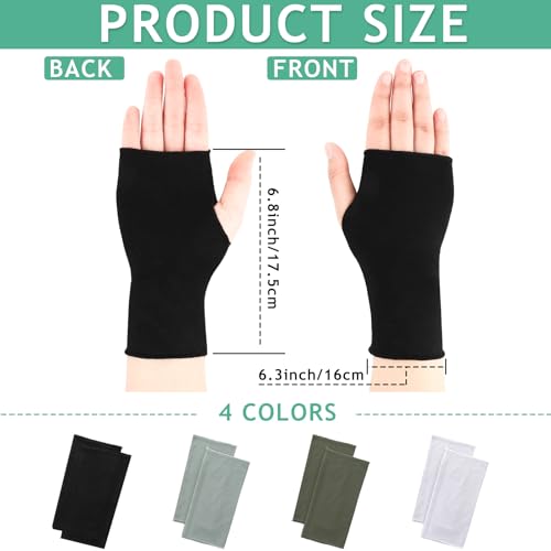 Bememo 4 Pack Sun Protection UV Gloves Driving Sun Gloves Cooling Fingerless Wrist Length Glove for Women Gel Manicure - color: Elegant Colors