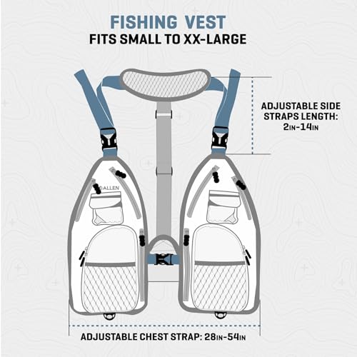 Allen Company Ultra-Light Gallatin Strap Pack Fishing Vest, Fits up to 4 Tackle/Fly Boxes, 14 Accessory Pockets - color: Gray/Lime