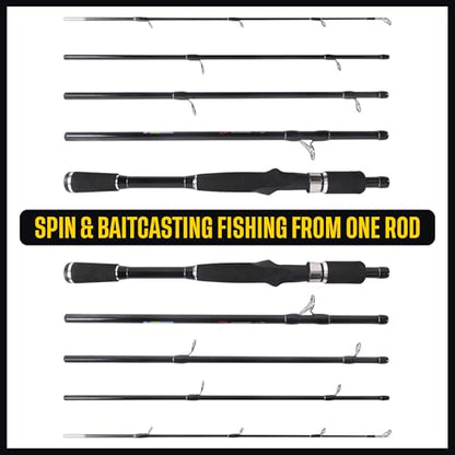 Rigged and Ready Travel Fishing Rucksack Rod 6’ 182 cm. Compact Length 15.5’ 40 cm