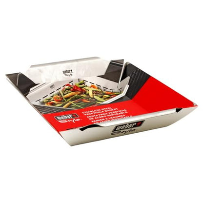Weber Deluxe Grilling Basket – Stainless Steel Grill Basket for Vegetables,Seafood & Small Foods,Durable BBQ Cooking Accessory for Charcoal and Gas Grills,(Pack of 4) - size: Large (Pack of 4)