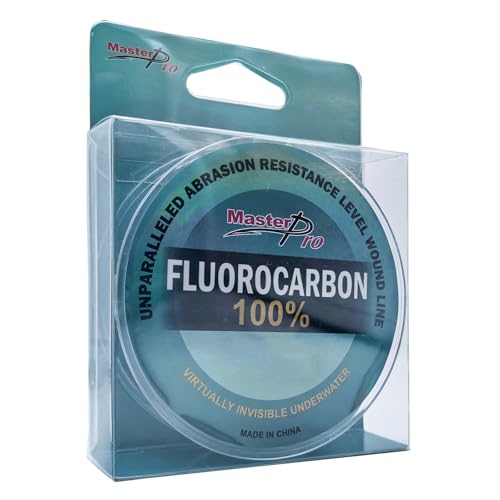 MASTERPRO 100% Pure Fluorocarbon Fishing Line, Clear, 25m/roll, Strong & Tough 10lb 15lb 20lb 25lb 30lb 40lb 50lb 80lb 100lb Fast Sinking Fishing Leader for Freshwater and Saltwater - size: 15LB