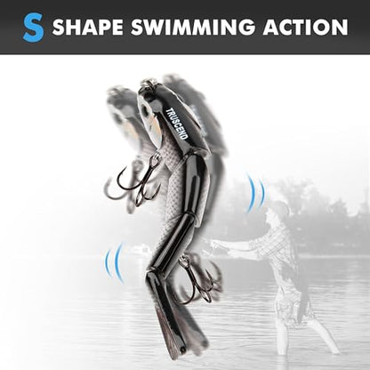 TRUSCEND Swimmax Easy Catch Fishing Lures with BKK Hooks, Wiggling, Vibrating, Rattling and Gurgling for More Bite, Heavy-Duty Dyneema Fiber Jointed Swimbaits for Bass, Trout, Walleye, Crappie, Pike - color: D1-3.5"-0.5oz