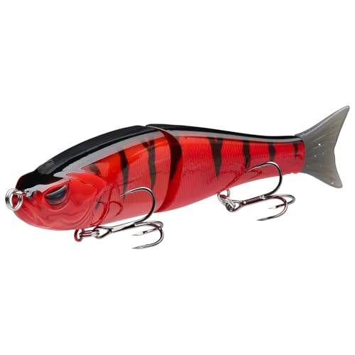 Bassdash SwimShad Glide Baits Jointed Swimbait Bass Pike Salmon Trout Muskie Fishing Lure,3-Pack - color: Blue Mackerel +Red Perch +Northern Pike, size: 7in/2.2oz