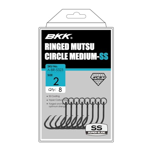 BKK Ringed MUTSU Circle Medium-SS Hook | 3X | Saltwater Super Slide Coating | Hyper Carbon Steel | Forged Shank | Needle Point - size: 1#