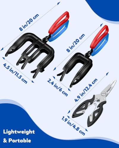 Pawfly Fish Grippers & Fishing Pliers, Fish Grabber Tool, Split Ring Pliers | Non-Slip 2 or 3 Claw Fish Control Clamps for Most Freshwater Fish, Metal Fish Hook Remover, Multifunctional Fishing Gear - size: 2+3 Claw+Lure pliers