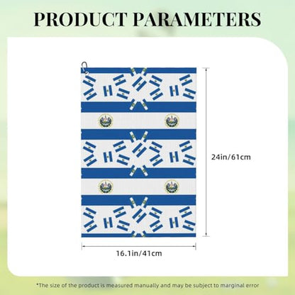 Supdreamc Golf Club Cleaning Towel 24x16 Inches with Carabiner Clip, National Flag El Salvador, Highly Absorbent Quick Dry Microfiber for Bag & Cart - color: Style (108)