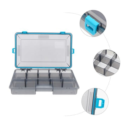 Fishing Lure Storage Box Waterproof Large Utility Tackle Box with Adjustable Dividers and Four Lock Closures Blue for Fishing Gear and Bait Organization