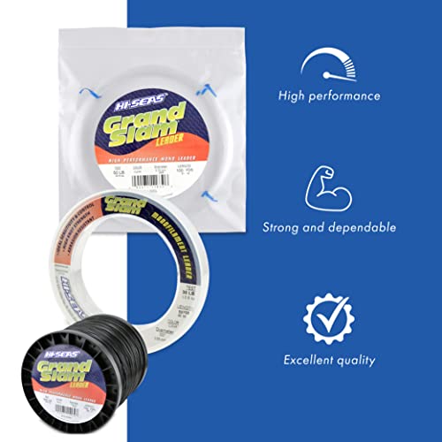 HI-SEAS Grand Slam Monofilament Fishing Leader - Superior Strong Clear Black, for Freshwater & Saltwater Big Game Bottom Fishing, Trolling - color: Black, style: 850 Yd, 250 Lb, .071 in / 1.80 Mm