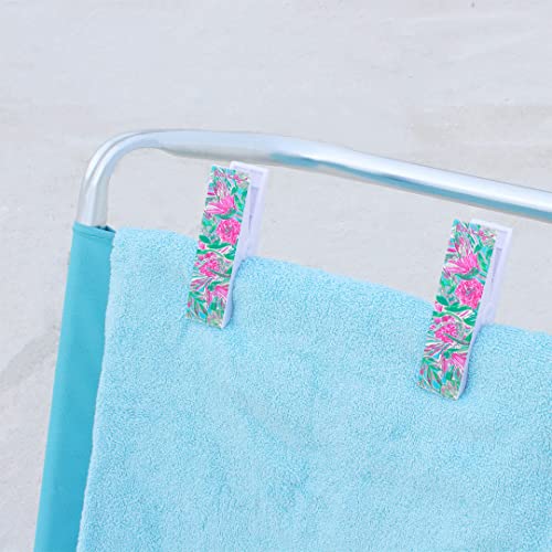 Lilly Pulitzer Water Resistant Vinyl Beach Day Pouch, Zipper Bag Includes Drink Hugger, Small Pouch, and Towel Clips - color: Coming In Hot